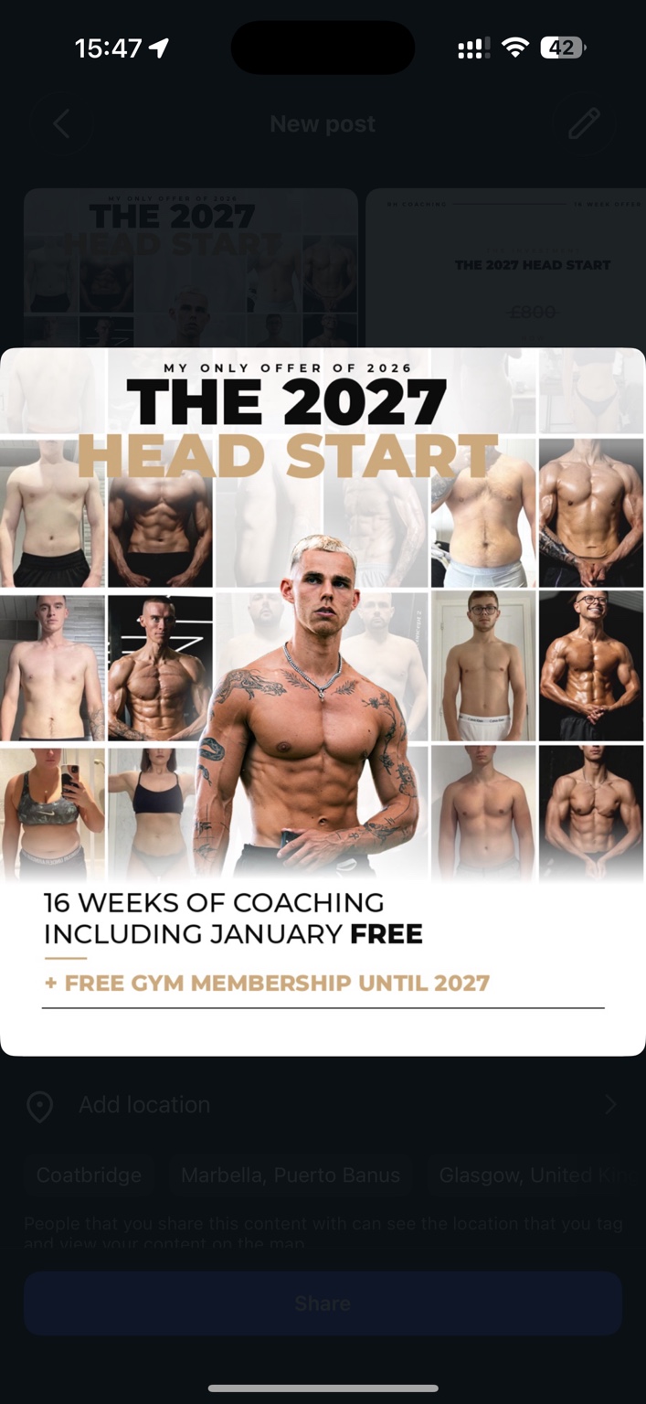 The 2027 Head Start — Ryan Hamilton and RH Coaching client transformations. 16 weeks of coaching including January free, plus free gym membership until 2027.